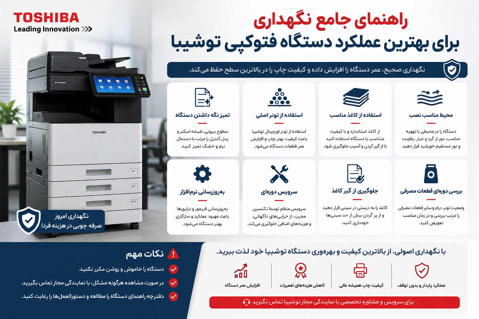 راهنمای جامع نگهداری برای بهترین عملکرد دستگاه فتوکپی